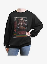 Stranger Things Retro Vecna VHS Tape Womens Oversized Sweatshirt