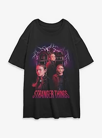 Stranger Things Max Creel House Collage Womens Oversized T-Shirt