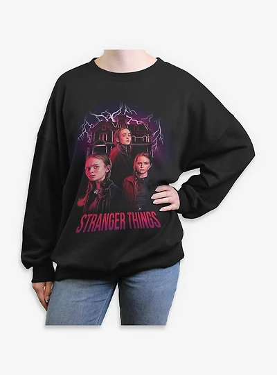 Stranger Things Max Creel House Collage Womens Oversized Sweatshirt