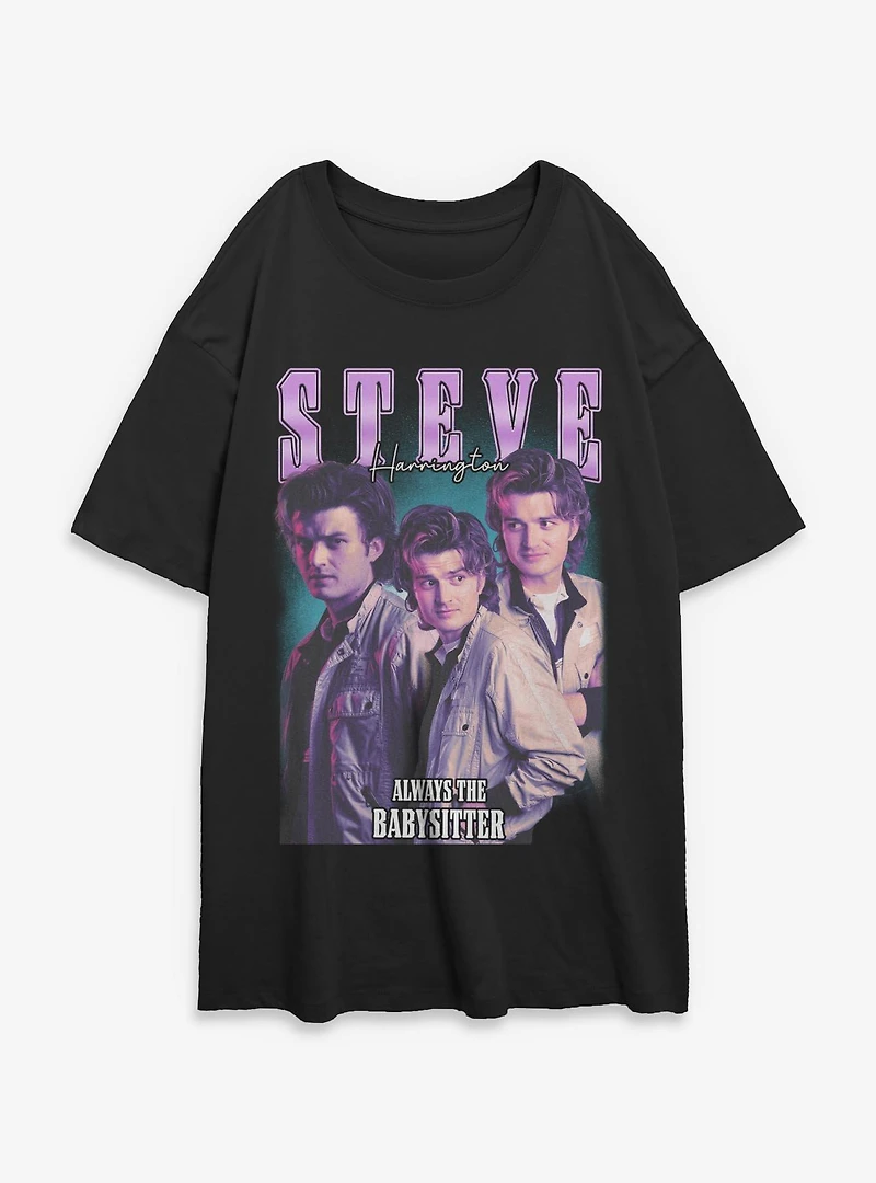 Stranger Things Steve Harrington Collage Womens Oversized T-Shirt