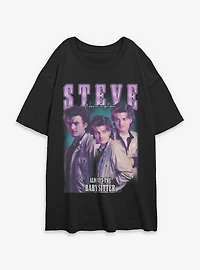 Stranger Things Steve Harrington Collage Womens Oversized T-Shirt