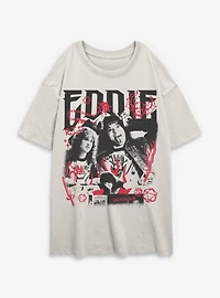 Stranger Things Eddie Munson Collage Womens Oversized T-Shirt
