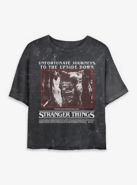 Stranger Things Unfortunate Journeys To The Upside Down Womens Mineral Wash Crop T-Shirt