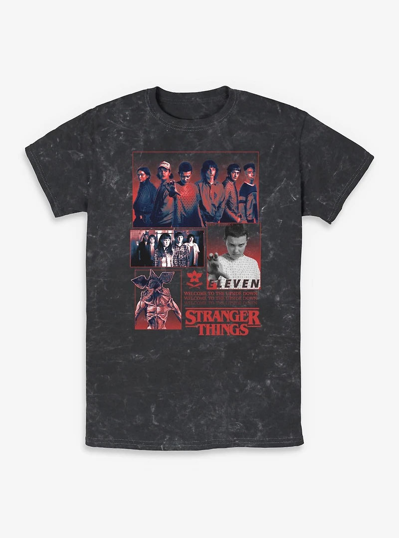 Stranger Things Welcome To The Upside Down Character Panels Mineral Wash T-Shirt