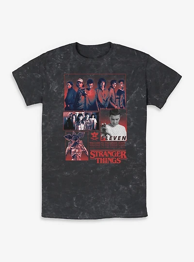 Stranger Things Welcome To The Upside Down Character Panels Mineral Wash T-Shirt