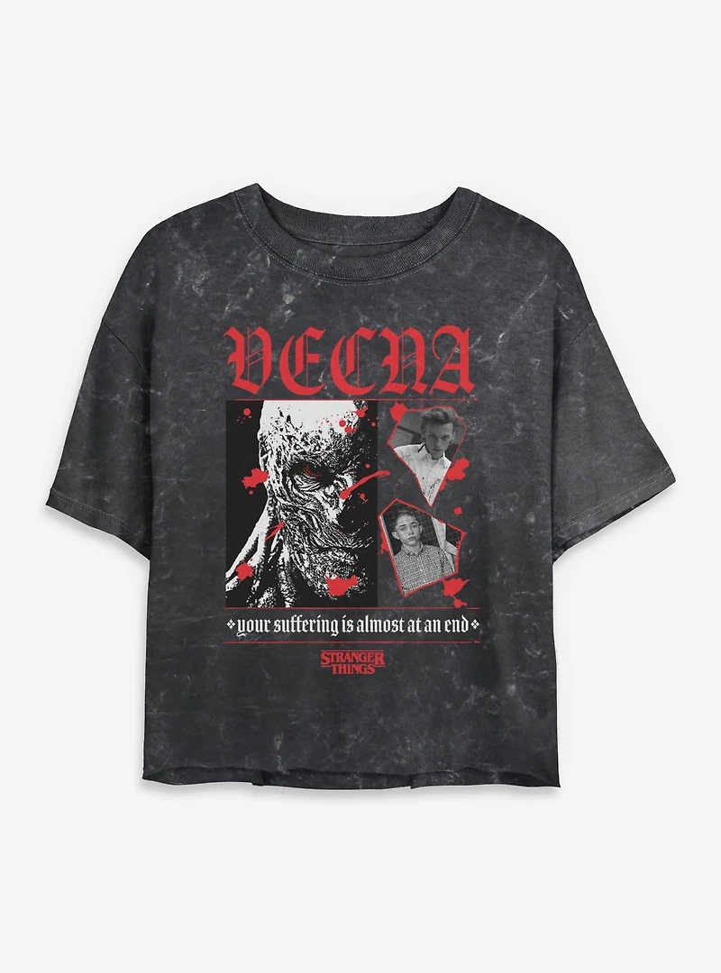 Stranger Things Vecna To The End Womens Mineral Wash Crop T-Shirt