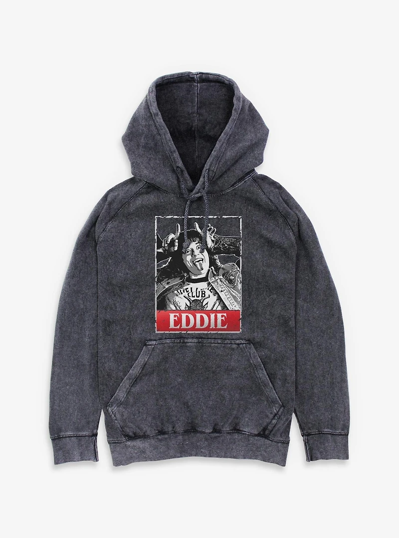 Stranger Things Eddie Munson Card Portrait Mineral Wash Hoodie