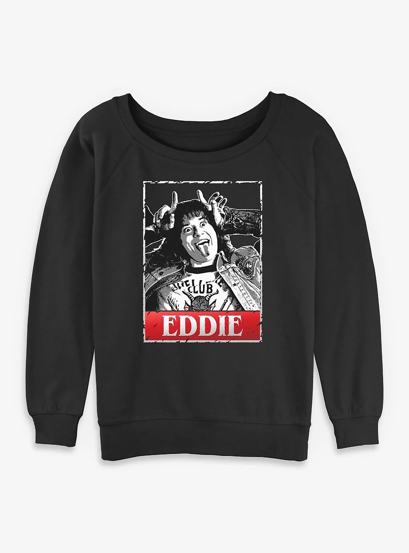 Stranger Things Eddie Munson Card Portrait Womens Slouchy Sweatshirt