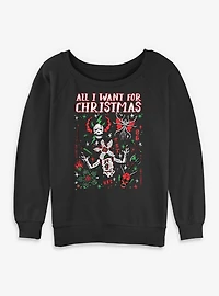 Stranger Things All I Want For Christmas Hellfire Club Womens Slouchy Sweatshirt