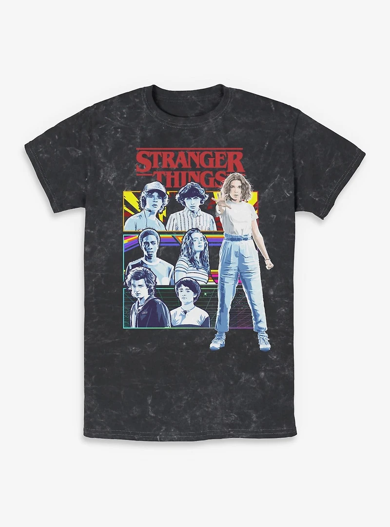 Stranger Things Group Panel Mineral Wash T-Shirt