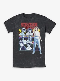 Stranger Things Group Panel Mineral Wash T-Shirt