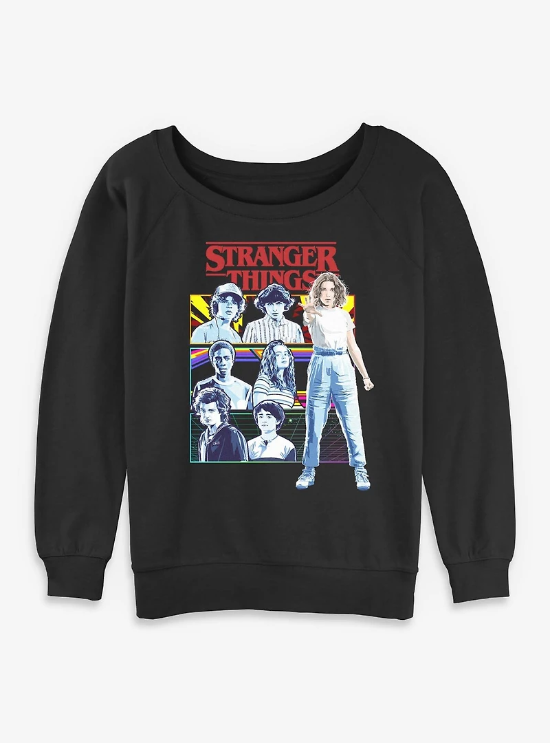 Stranger Things Group Panel Womens Slouchy Sweatshirt
