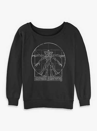 Stranger Things Demogorgon Sketch Womens Slouchy Sweatshirt