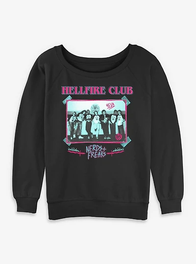 Stranger Things Hellfire Club Monochrome Womens Slouchy Sweatshirt