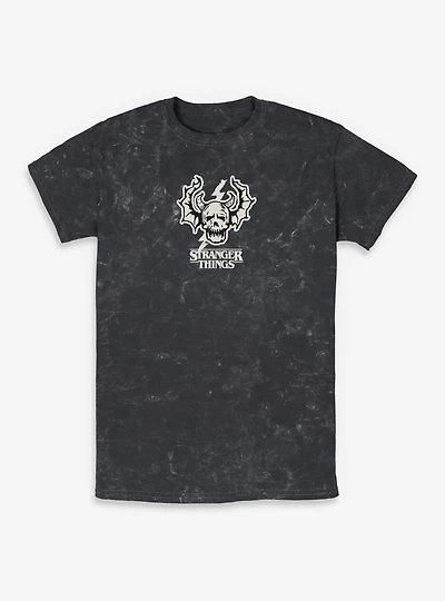 Stranger Things Hellfire Club Skull Logo Mineral Wash T-Shirt