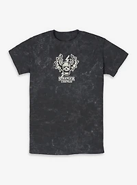 Stranger Things Hellfire Club Skull Logo Mineral Wash T-Shirt