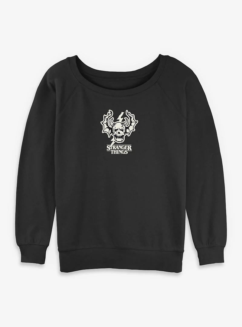 Stranger Things Hellfire Club Skull Logo Womens Slouchy Sweatshirt