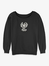 Stranger Things Hellfire Club Skull Logo Womens Slouchy Sweatshirt
