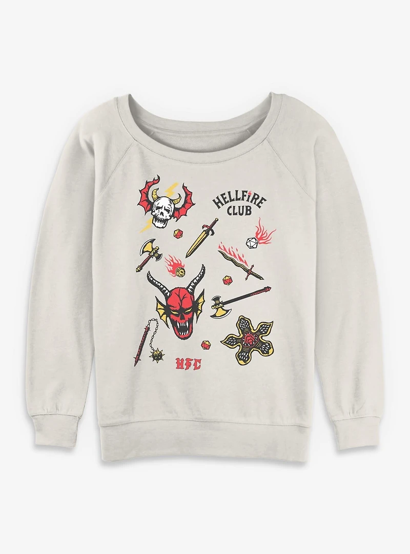 Stranger Things Hellfire Club Icons Womens Slouchy Sweatshirt