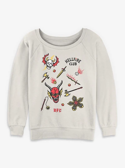 Stranger Things Hellfire Club Icons Womens Slouchy Sweatshirt
