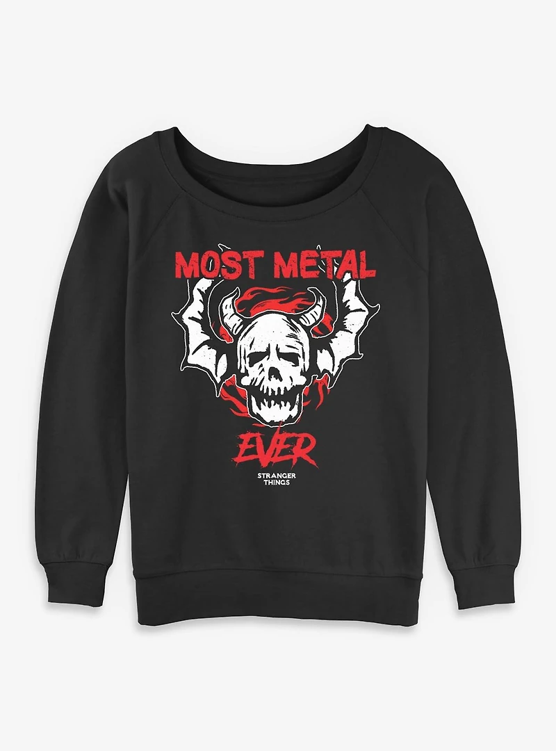 Stranger Things Most Metal Ever Hellfire Club Womens Slouchy Sweatshirt