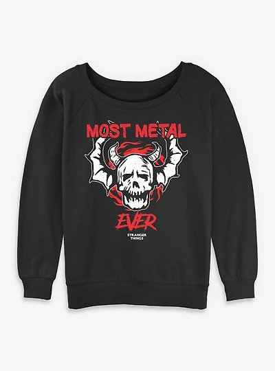 Stranger Things Most Metal Ever Hellfire Club Womens Slouchy Sweatshirt
