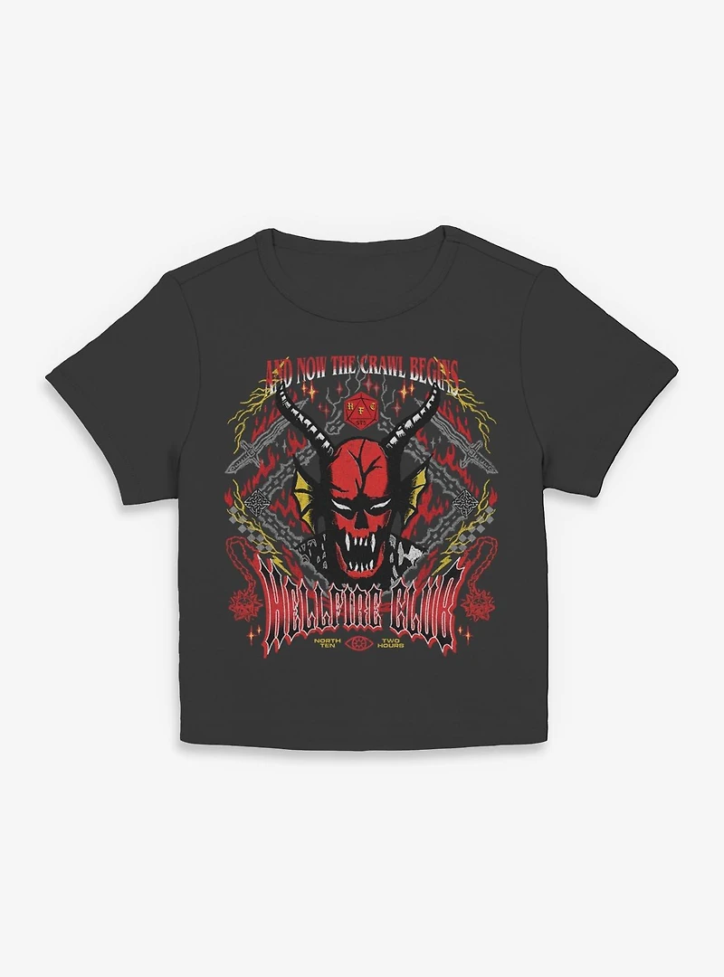 Stranger Things Hellfire Club Now The Crawl Begins Womens Baby T-Shirt BoxLunch Exclusive