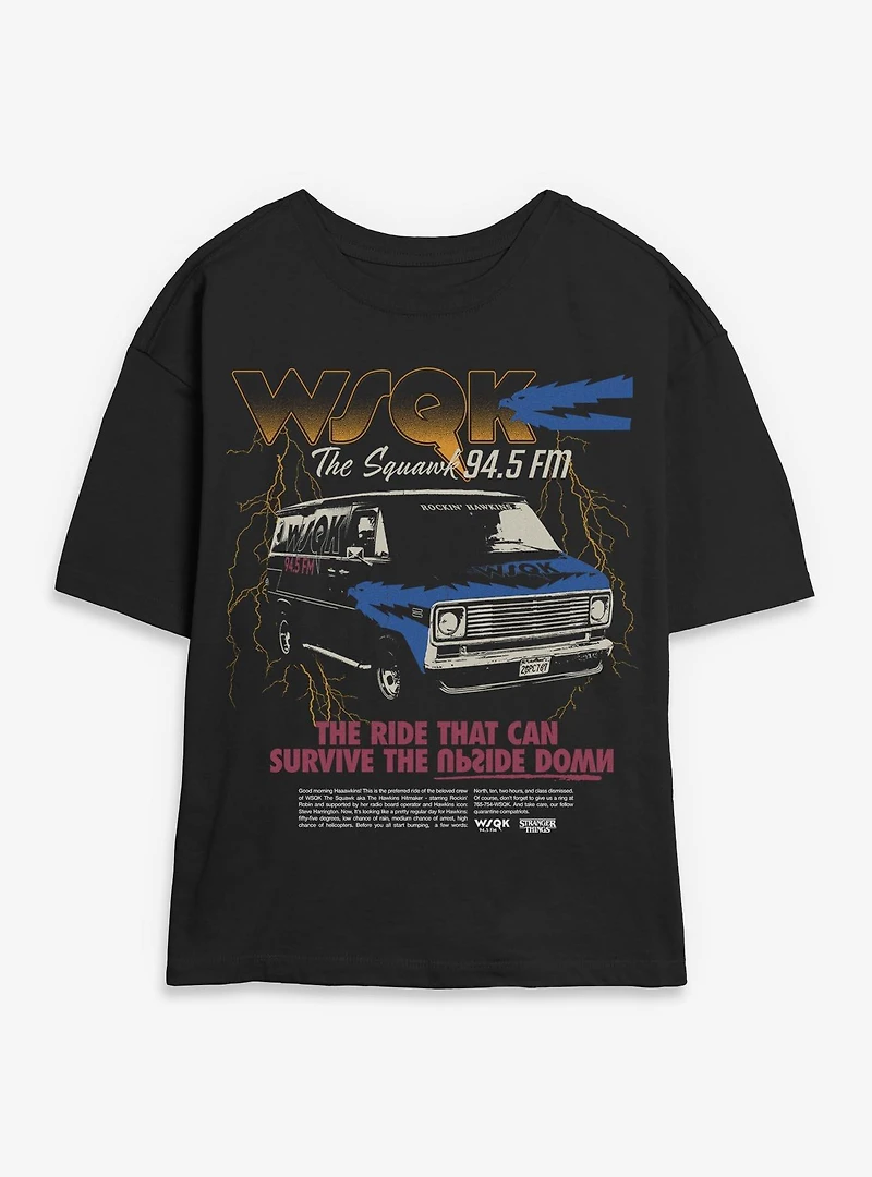 Stranger Things WSQK The Squawk Van Womens Skimmer T-Shirt BoxLunch Exclusive