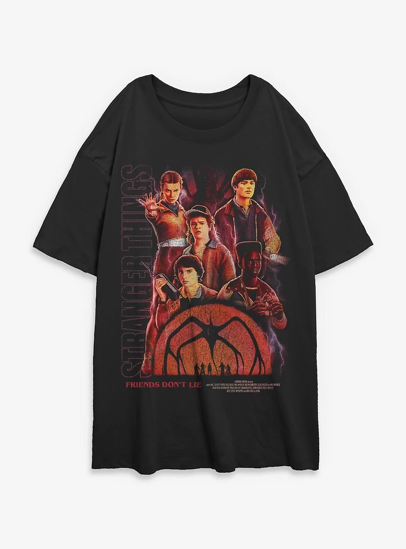 Stranger Things Friends Don't Lie Womens Oversized T-Shirt BoxLunch Exclusive