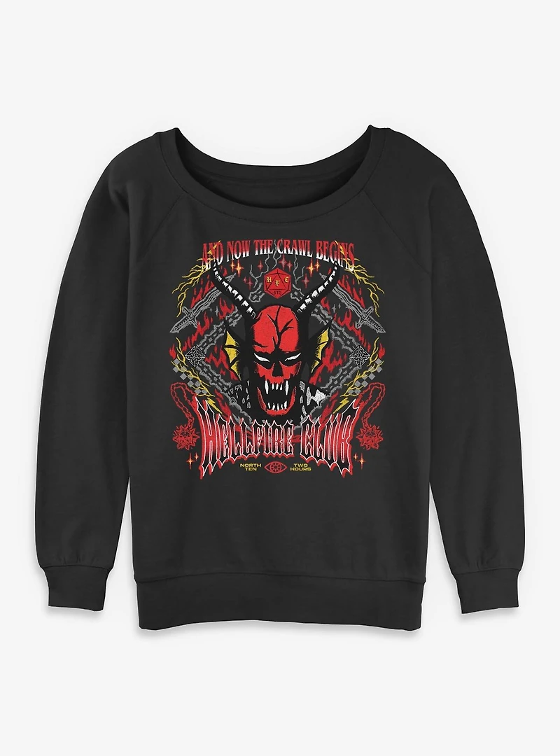 Stranger Things Hellfire Club Now The Crawl Begins Womens Slouchy Sweatshirt BoxLunch Exclusive