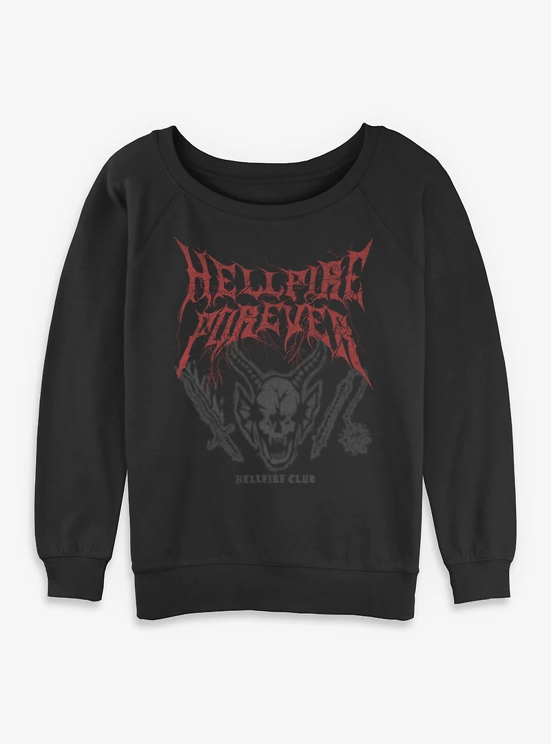 Stranger Things Hellfire Forever Womens Slouchy Sweatshirt BoxLunch Exclusive