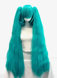 Crimped Eos Vocaloid Green Long Pigtail Wig Set