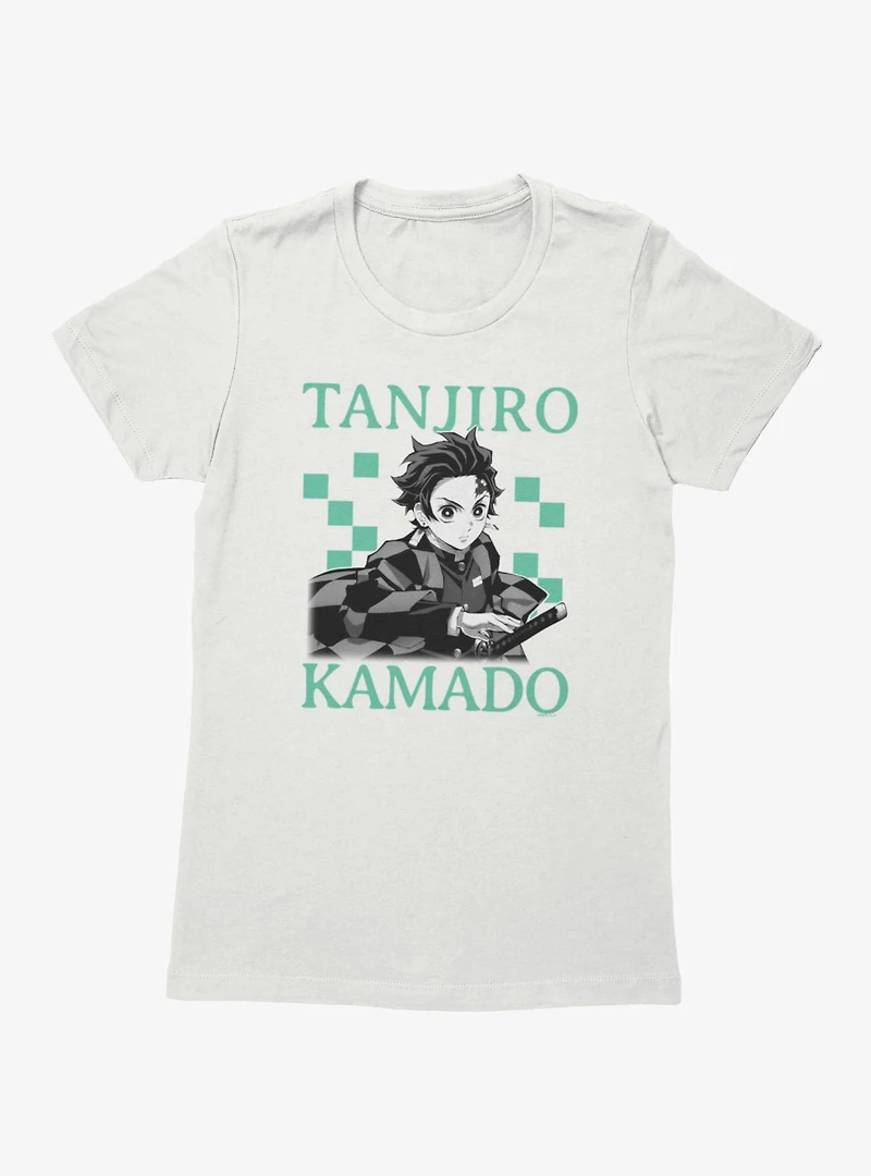 Demon Slayer: Kimetsu No Yaiba Tanjiro Kamado Square Pattern Womens T-Shirt
