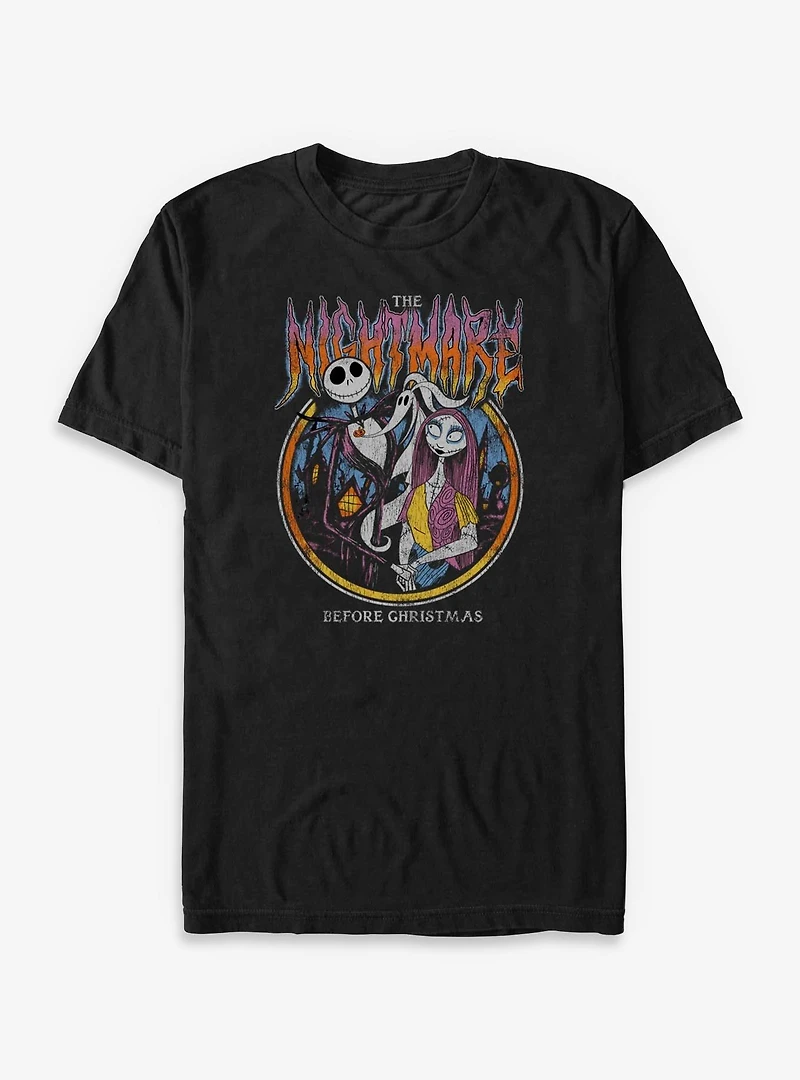 Disney The Nightmare Before Christmas Jack and Sally Metal Circle Big & Tall T-Shirt
