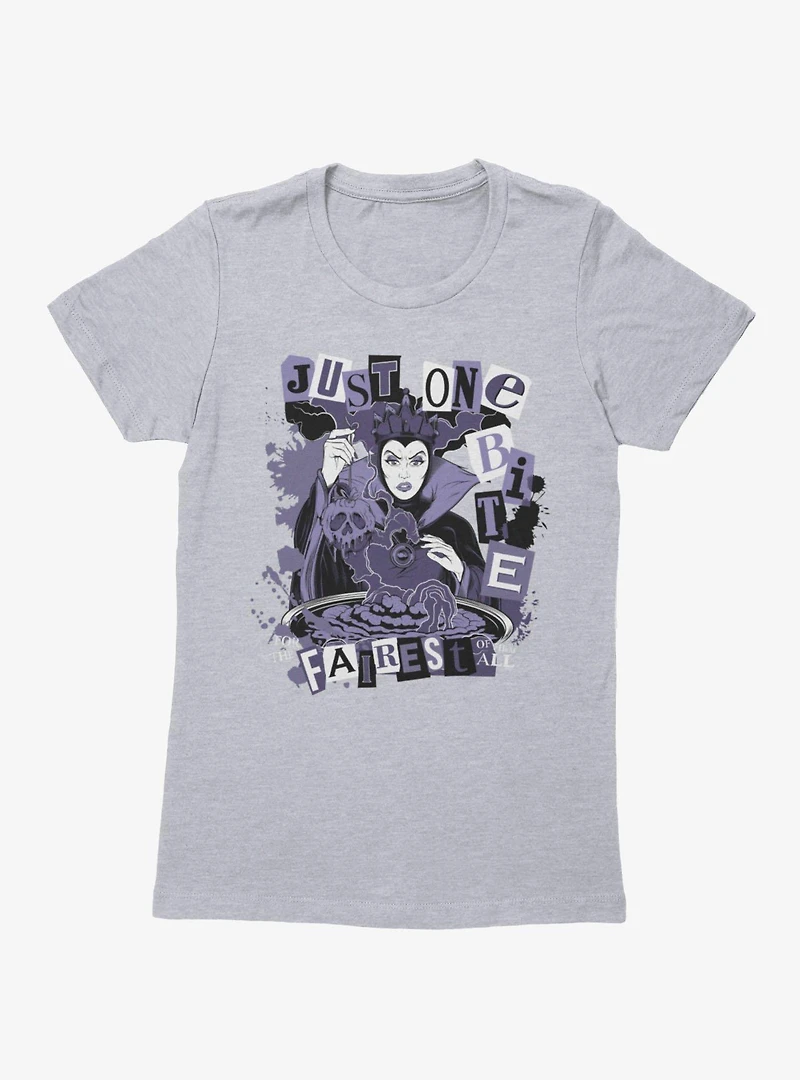 Disney Villains Snow White Evil Queen Just One Bite Block Letters Womens T-Shirt Box Lunch Exclusive