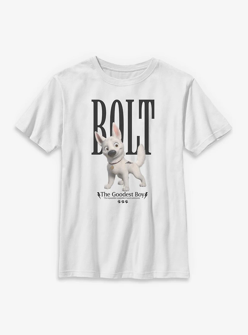 Disney Bolt The Goodest Boy Black Text Youth Boys T-Shirt
