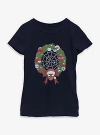 Marvel Spider-Man Christmas Wreath Youth Girls T-Shirt