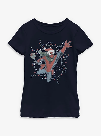 Marvel Spider-Man Swing Into Holiday Youth Girls T-Shirt