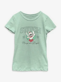Disney Lilo & Stitch Holiday Wreath Youth Girls T-Shirt