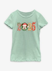 Disney Mickey Mouse 2025 Holly Year Youth Girls T-Shirt