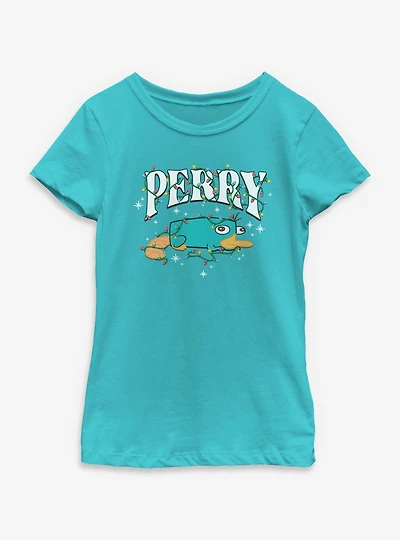 Disney Phineas and Ferb Perry Christmas Lights Youth Girls T-Shirt