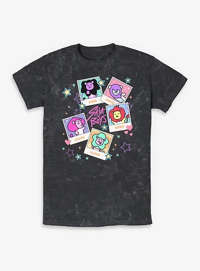 Kpop Demon Hunters Saja Friends Polaroids Mineral Wash T-Shirt