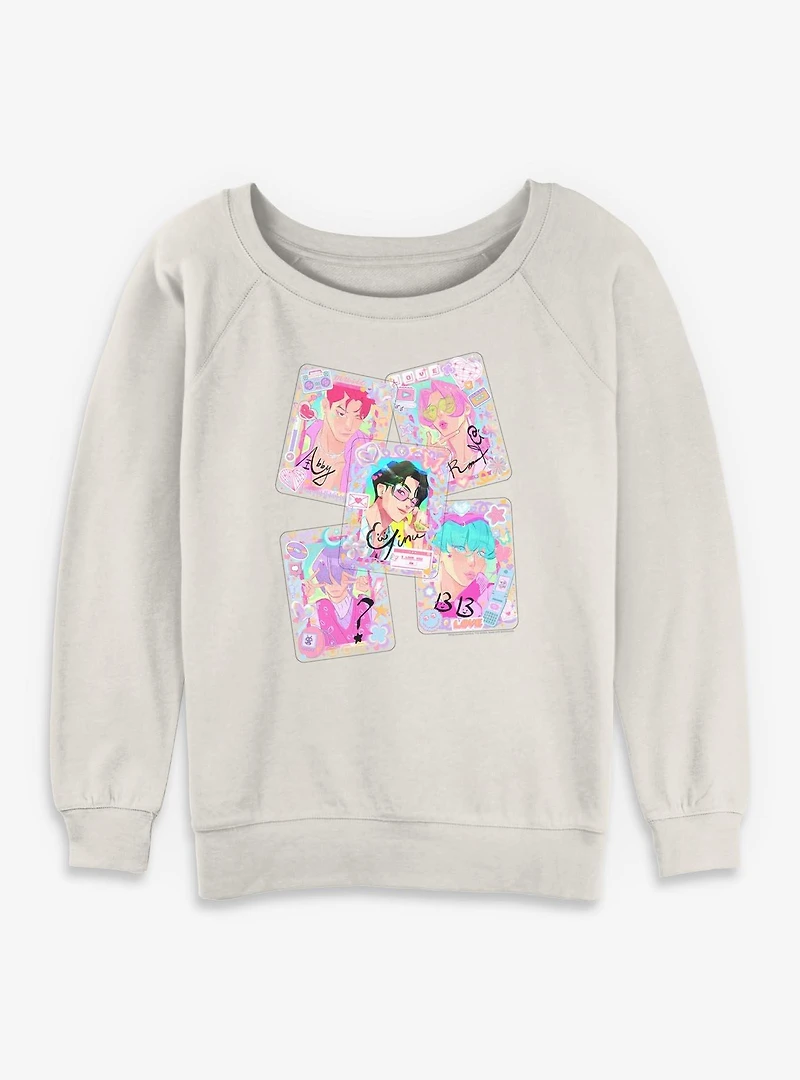 Kpop Demon Hunters Saja Boys Cutie Toploader Deco Photocards Womens Slouchy Sweatshirt