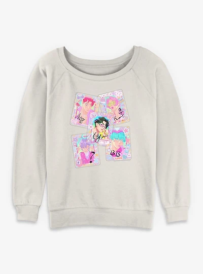 Kpop Demon Hunters Saja Boys Cutie Toploader Deco Photocards Womens Slouchy Sweatshirt