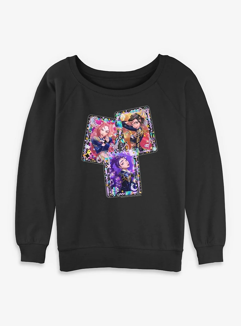 Kpop Demon Hunters Huntrix Toploader Deco Photocards Womens Slouchy Sweatshirt