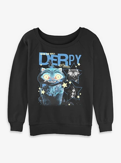 Kpop Demon Hunters Derpy And Sussie Stars Womens Slouchy Sweatshirt