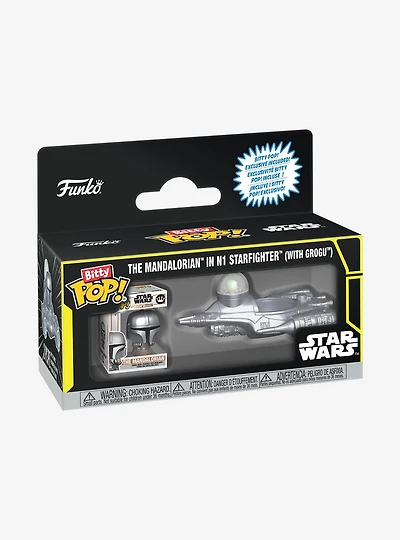 Funko Bitty Pop! Star Wars The Mandalorian in N1 Starfighter (With Grogu) Figure Set