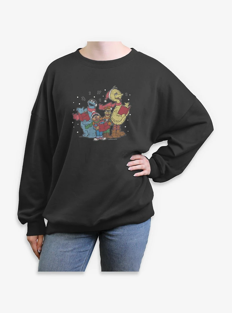 Sesame Street Christmas Carols Womens Oversized Sweatshirt