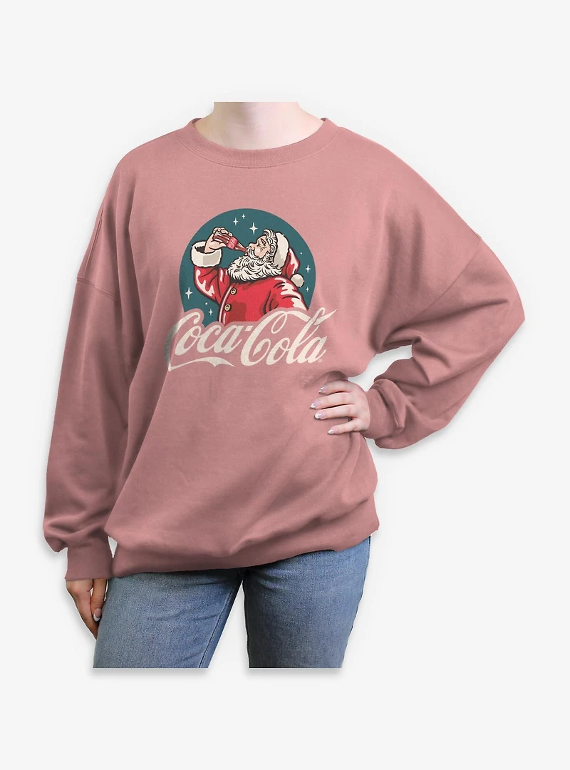 Coca-Cola Santa Drinking Coke Bottle Womens Oversized Sweatshirt