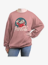 Coca-Cola Santa Drinking Coke Bottle Womens Oversized Sweatshirt